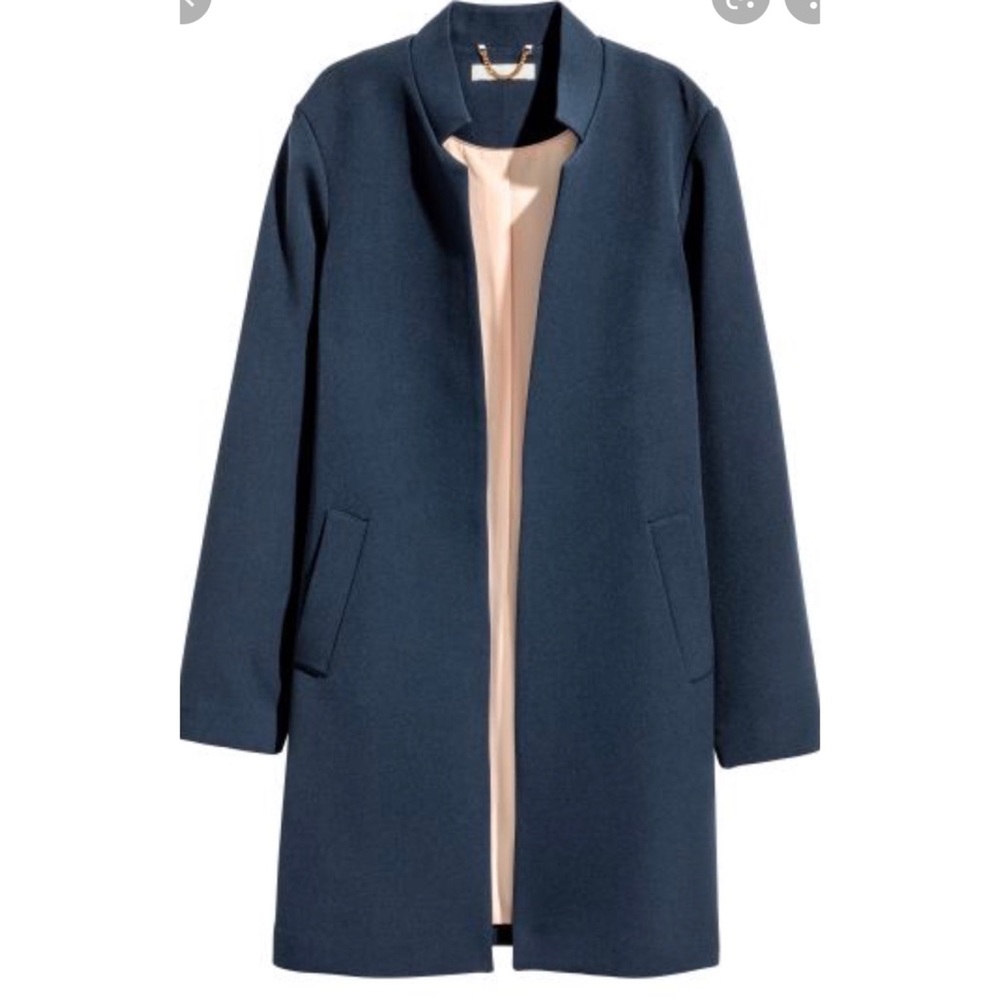 NWOT H&M SHORT COAT DARK BLUE.